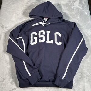Gymshark Hoodie Mens Small Blue GSLC Spellout Oversized Fit Gym Training